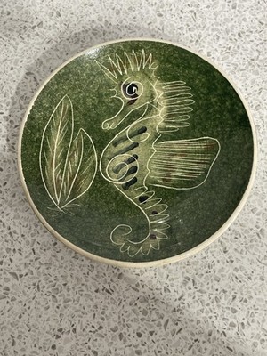 JO LESTER 11,75 cm STUDIOKERAMIK GRÜNES SEEPFERDCHEN SCHMUCKSCHALE ISLE OF WIGHT IOW