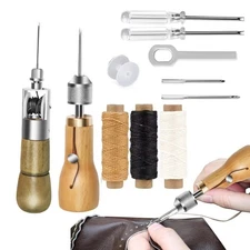 herramientas de artesanía de cuero para coser a mano con agujas de coser