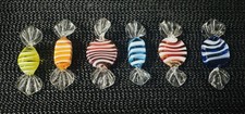 Lot of 6 Murano Handblown Glass Candy Wrapped Candy 2.75" Long Multi-Color VTG