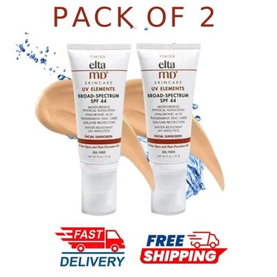 Pack of 2 Elta MD UV Elements TINTED Facial Sunscreen SPF 44 2 oz with box