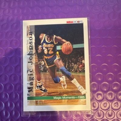 SKYBOX 1992-93 NBA Hoops Magic Johnson Magic Moments 1985 #329 Lakers Base Set