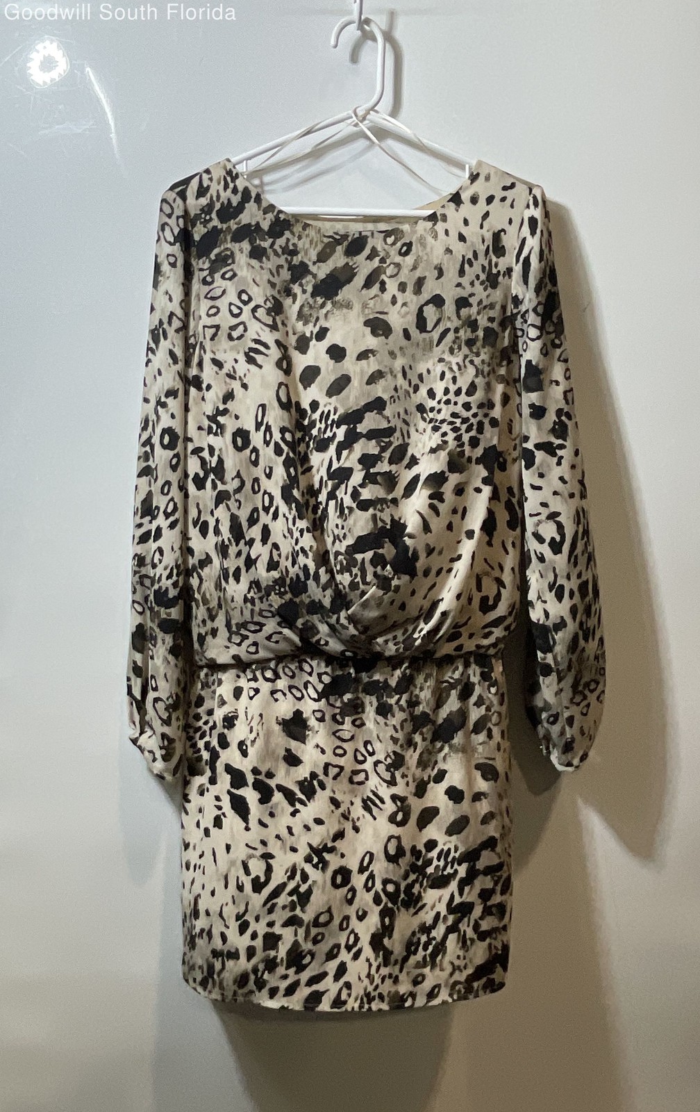 Vince Camuto Womens Beige Animal Print Long Sleeve Pullover Sheath Dress Size M