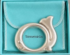 Tiffany Co Sterling Silver Whale Baby Rattle Teether 925 w/ Box Pouch Tag