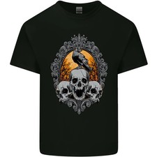 T-Shirt Enfant Gagak Et Crânes Gothique Biker Oiseaux Corbeau