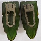 VINTAGE ART DECO CARVED GREEN BAKELITE FLOWER DRESS CLIP PAIR — photo 4