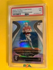 2024 Drake Maye Totally Certified Rookie Franchise Foundations-PSA 7-Pats Hot QB