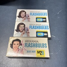 VINTAGE Sylvania Blue Dot Flashbulbs M2B, 3Full Box of 12Flash Camera Bulbs NOS