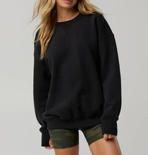 OFFLINE by Aerie Black Pullover Cloud Fleece Oversize Crewneck Sweatshirt Sz M