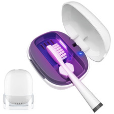 Funda cepillo dental con soporte luz esterilizador recargable portatil blanco