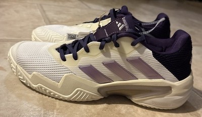 Adidas Barricade 13 Tennis Shoes Womens size 10, Mens size 9 White/Plum