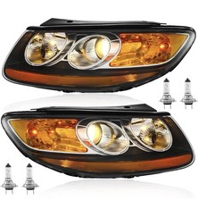 Hyundai Santa Fe Headlights Assembly Pair 2007 2008 2009 2010 2011 2012 6 Pin