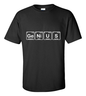 Genius T-Shirt Nerdy Smart Brainy Tee Funny Bookish Gift Cotton Apparel