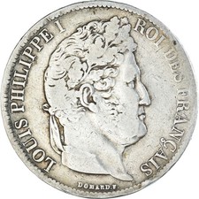 [#374361] Coin, France, Louis-Philippe, 5 Francs, 1831, Marseille, VF, Sil, ver