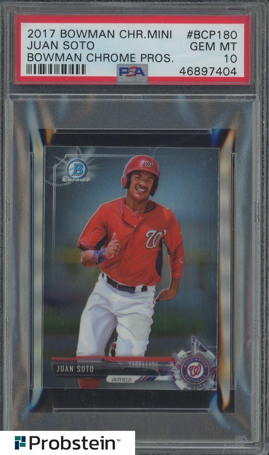 2017 Bowman Chrome Mini #BCP180 Juan Soto Nationals RC Rookie PSA 10 GEM MINT view 1