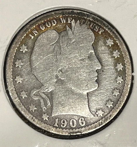 1906-O Barber Quarter –90% Silver - New Orleans Mint - Edge Tone Fine Condition