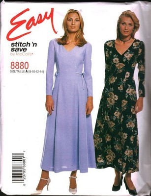 8880 McCalls SEWING Pattern Misses 1990s Semi Fitted Dress Princess Seamed UNCUT