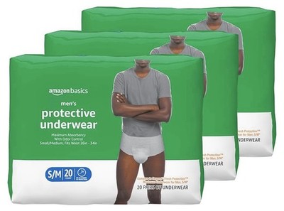 60 Count $24 Men s Incontinence Underwear Small Medium Amazon Basics Local P.U.