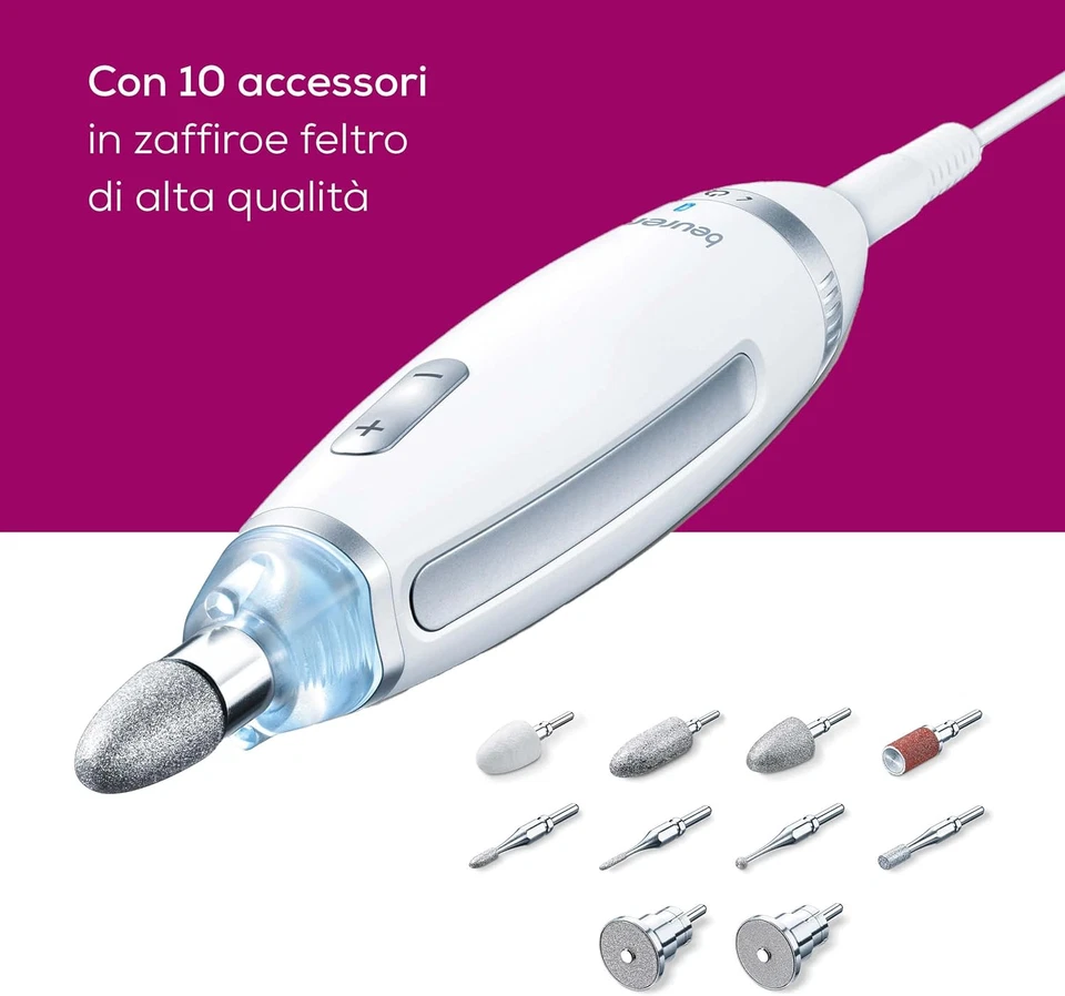 MP 62 Fresa Professionale per Manicure E Pedicure, 5400 Giri/Min, 10 Accessori i - Immagine 3 di 4