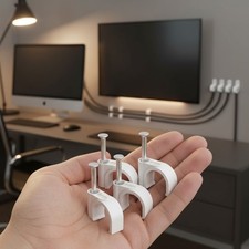 100Pcs 8mm Nail-in Cable Clips for Efficient Home  Office Cable Management