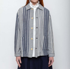 ICHI Antiquites Cotton Linen Collared Jacket Coverall Blue MINT