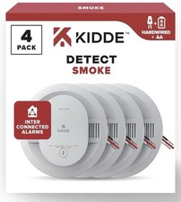 Kidde Hardwired Smoke Detector, AA Battery Backup, Interconnectable , 4 Pack