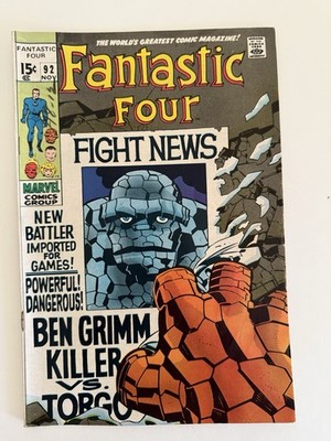 Marvel Fantastic Four #92 (1969) Ben Grimm Killer vs. Torgo Comic Book