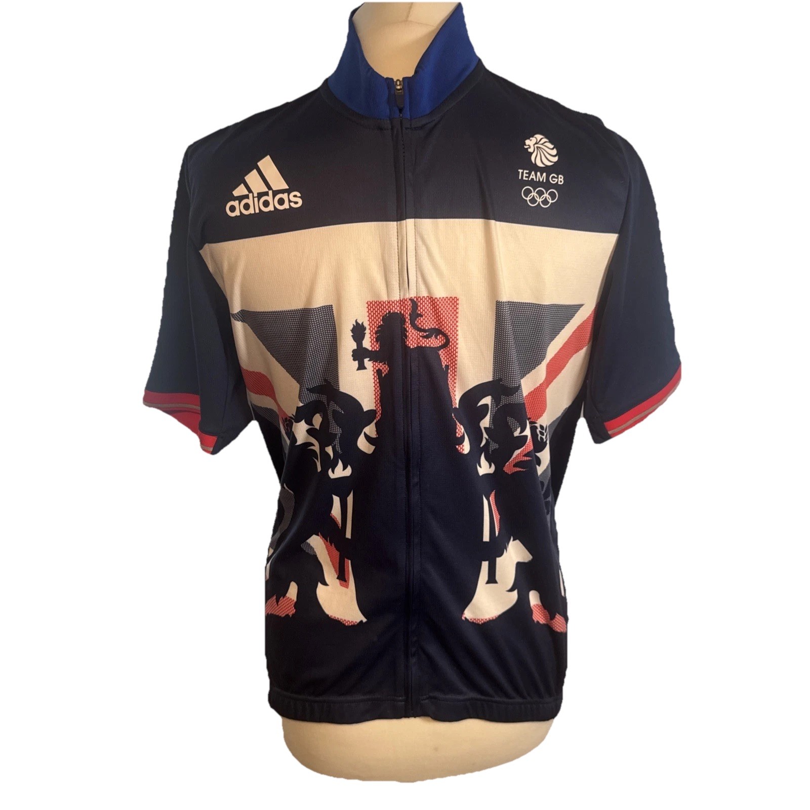 Adidas Team GB Rio 2016 Olympics Road Cycling Jersey Size Medium Shirt Blue