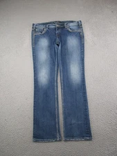 Silver Jeans Co Aiko Blue Stretch Denim Jeans Womens Size 34x33 Y2K Thick Stitch