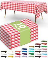 Plastic Table Cloth Disposable 10 Pack, 54 x 108 Inch Table Cloths, Party, Picni