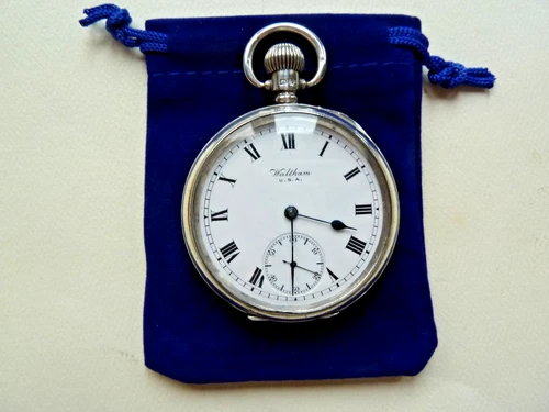 Antique Waltham open face sterling silver pocket watch just serviced
