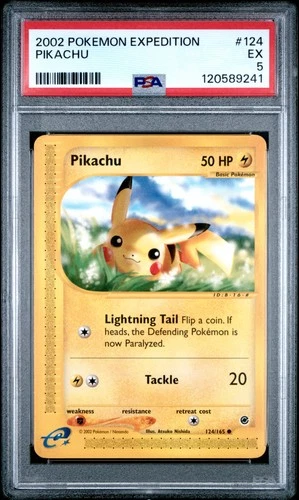 PSA 5 Pikachu Non Holo Rare #124 2002 Expedition 120589241