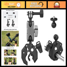 Motorcycle Handlebar Mount Clamp for GoPro Insta360 DJI Action Cameras, Super Cl