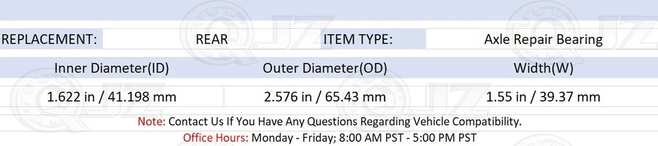 [REAR (Qty.2)] RP6408 Axle Shaft Bearing Replacement for 1974 Dodge P300 Van — 第 2/4 张图片