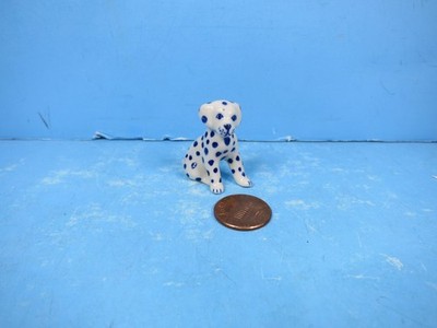 Ceramic Blue & White Dalmatian Puppy Dog Figurine-USED