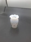 Vintage Fenton Moonstone Opalescent Hobnail Ruffled Edge Small Bud Vase