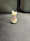 Fenton Burmese Satin Glass Patriotic Cat Figurine Hand Painted USA Stars Flag