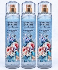 3 Bath  Body Works DRESSED IN WHITE Fragrance Mist Body Spray 8 oz