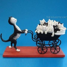 THE PRAM Proud Mom Kittens In Stroller CAT STATUE SCULPTURE DUBOUT FRANCE Artist