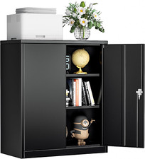 Metal Storage Cabinet with Locking Doors, Lockable Cabinet with 2 Doors and Shel