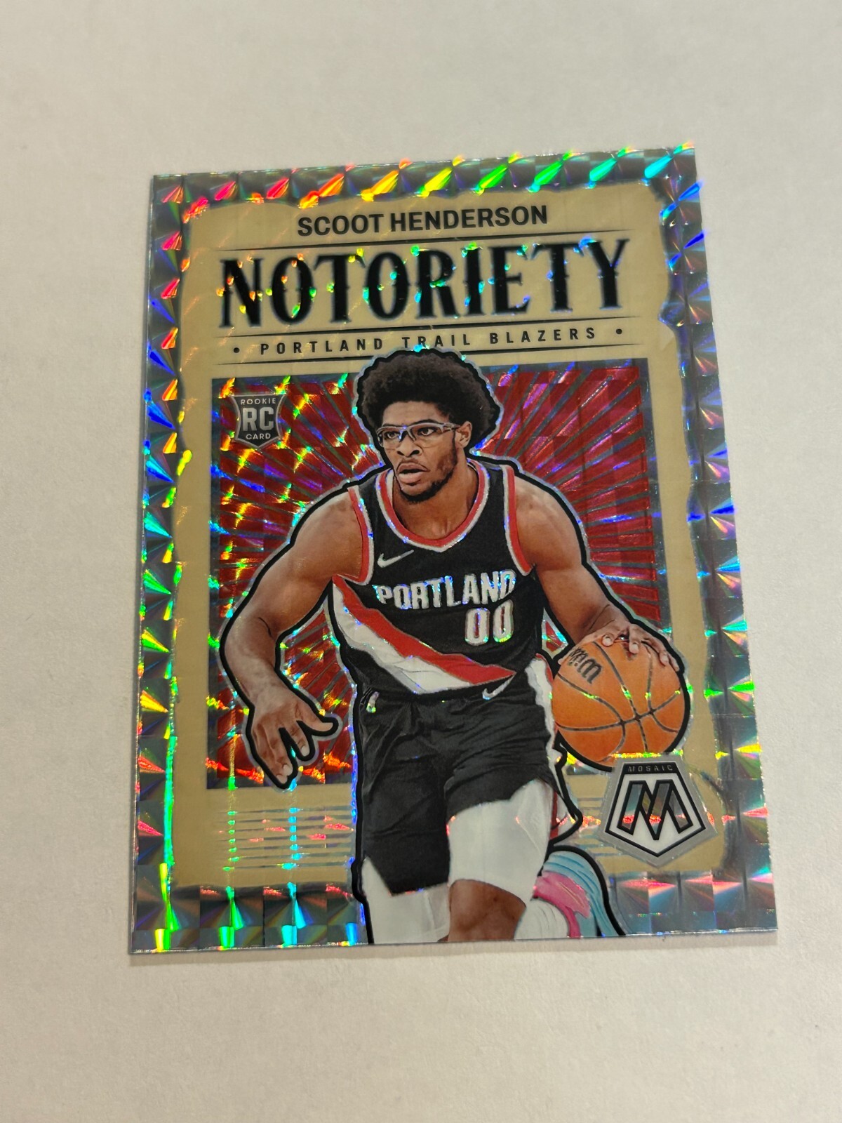 2023-24 PANINI MOSAIC SCOOT HENDERSON NOTORIETY #4 SILVER PRIZM ROOKIE SP