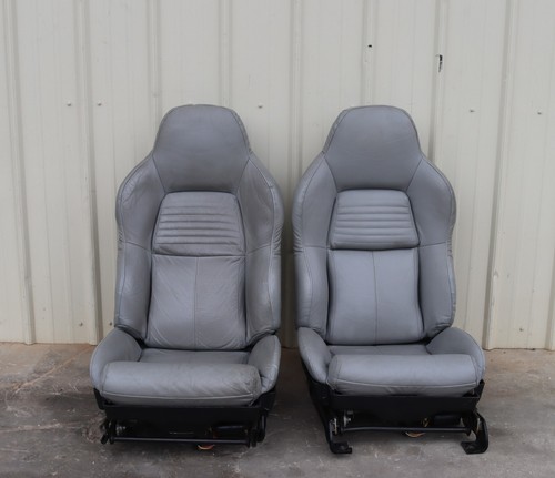 1994-1996 Chevrolet C4 Corvette Front LH&RH Leather Seat Set (Gray) USED OEM
