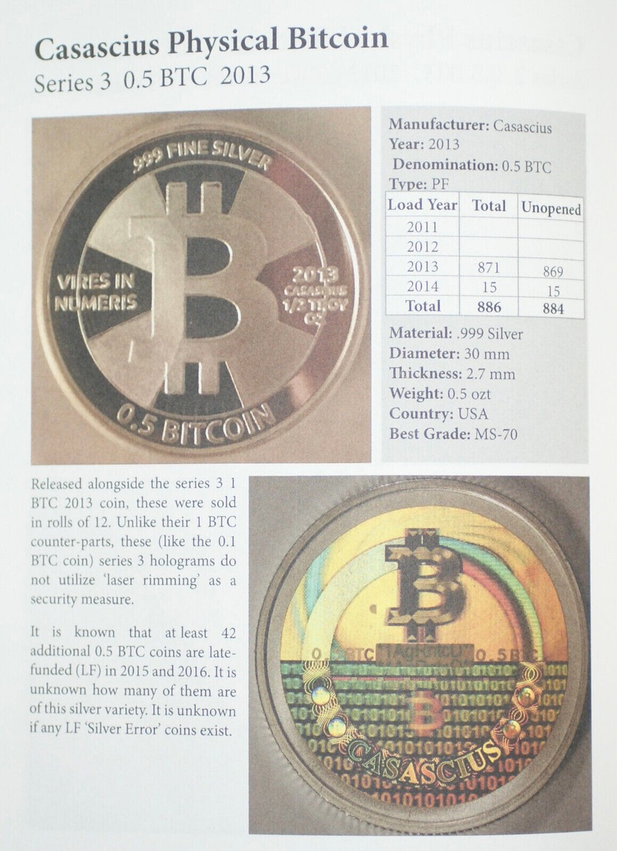 2013 Casascius 0.5 BTC Redeemed 1/2 Oz Silver Physical Bitcoin PCGS PR-64  DCAM | eBay