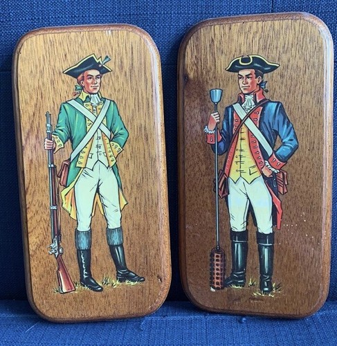 Vintage Americana Wooden Plaques Revolutionary War Soldier Art Decal