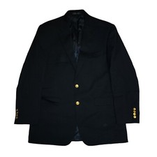 Lauren Ralph Lauren Blazer Men 42L Gold Button Blazer Suit Jacket Navy Blue FLAW