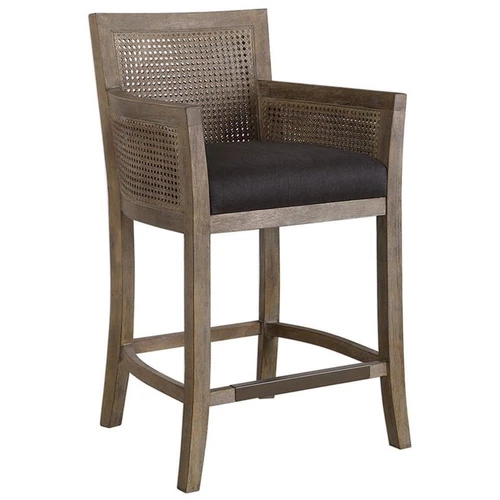 Uttermost Encore 27" Wood and Fabric Counter Stool in Dark Gray and Sandstone - Picture 1 of 8