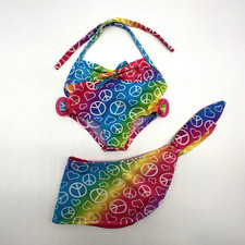 Build A Bear Rainbow Peace 1pc Bathing Swim Suit Wrap Summer Beach Teddy Clothes