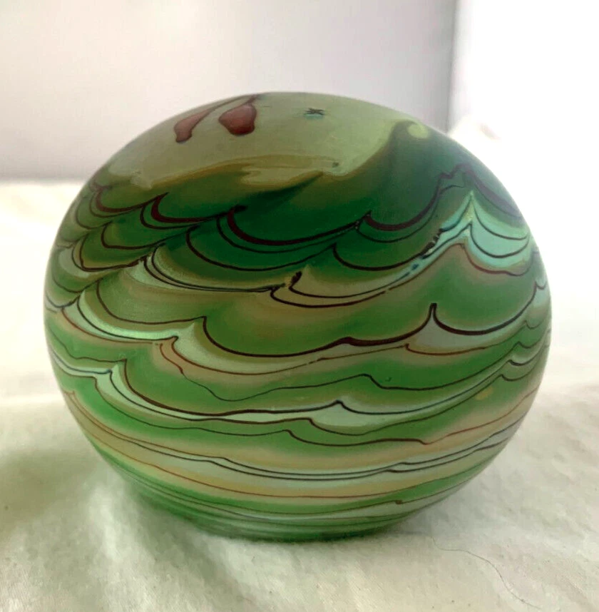 Pisapapeles libélula vintage 1979 Lundberg Studios firmado en vidrio Art Nouveau Foto 3 de 4