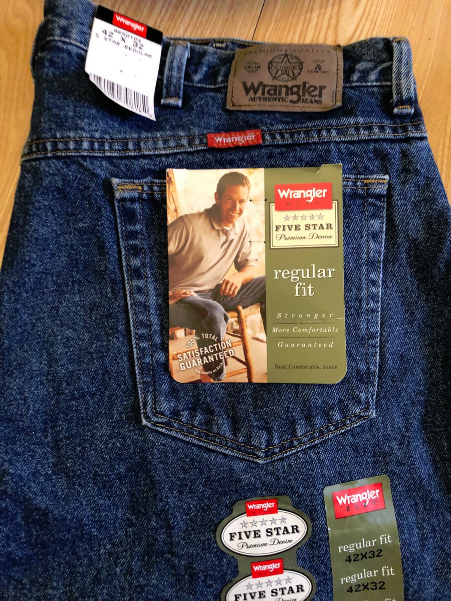 Wrangler Men's Jeans Size 42x32 Five Star Premium Denim Regular