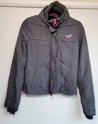 HOLLISTER Jacket Ladies Girls Grey Fleece Lined Warm Rain Coat