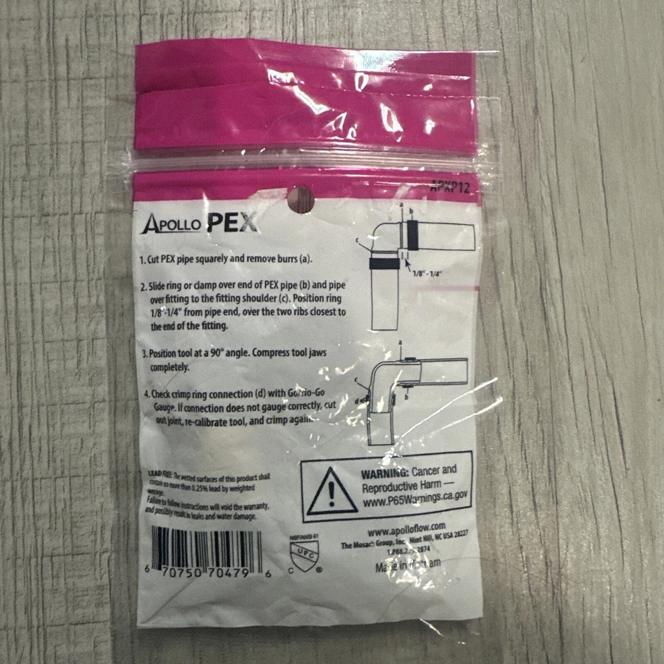 Lot of 1~ Apollo Plug Pex Test 1/2" Brass, Crimp, APXP12 264-657 Barb Fitting - Image 2 of 2